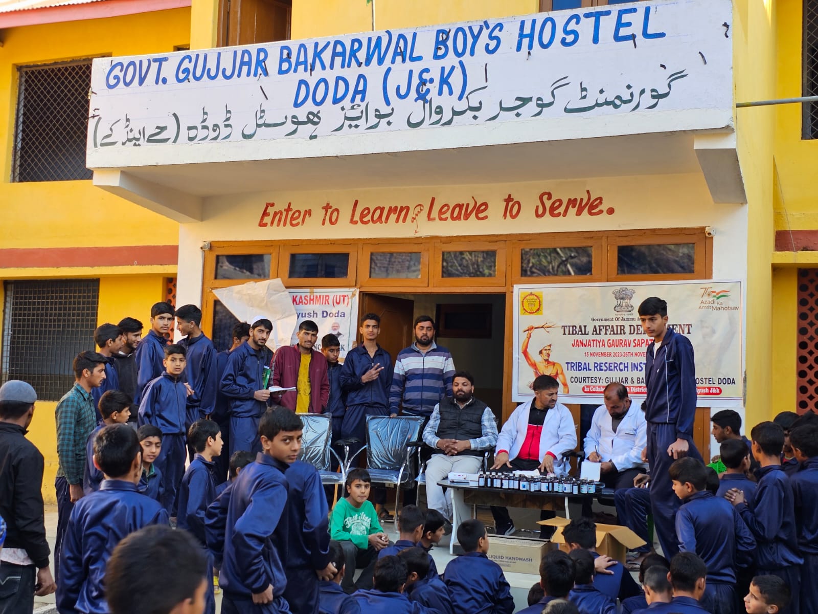 Organizing of Health Camp at Gujjar and Bakarwal Hostel Doda and observed Janjatiya Gaurav Saptah